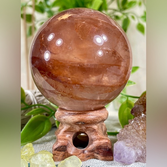 1658 Hematoid Fire Quartz Crystal Sphere - Picture 11 of 14